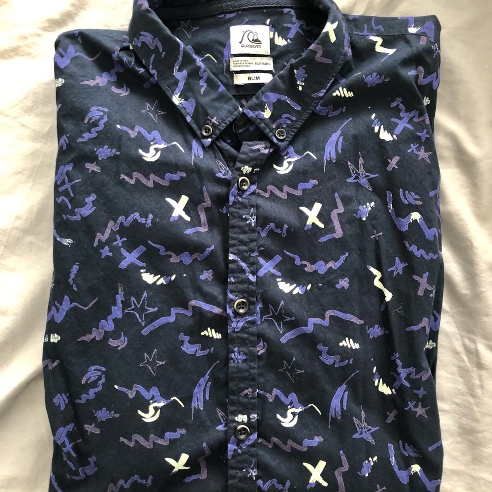 Mens Quicksilver graphic short sleeve button down